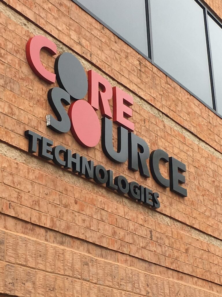 Cast Aluminum Lettering Created For Core Source 3 Cabinet Signs