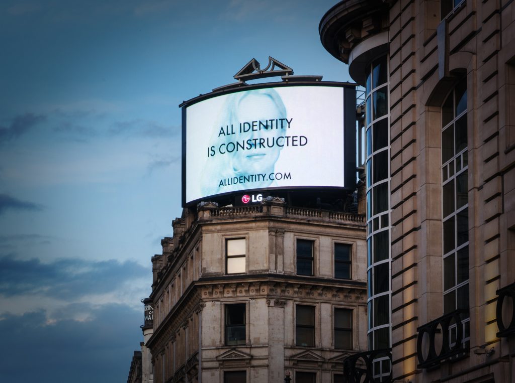 All Identity Is Constructed. Public Art By Martin Firrell. Digital Billboards August 2016 1024X763 1